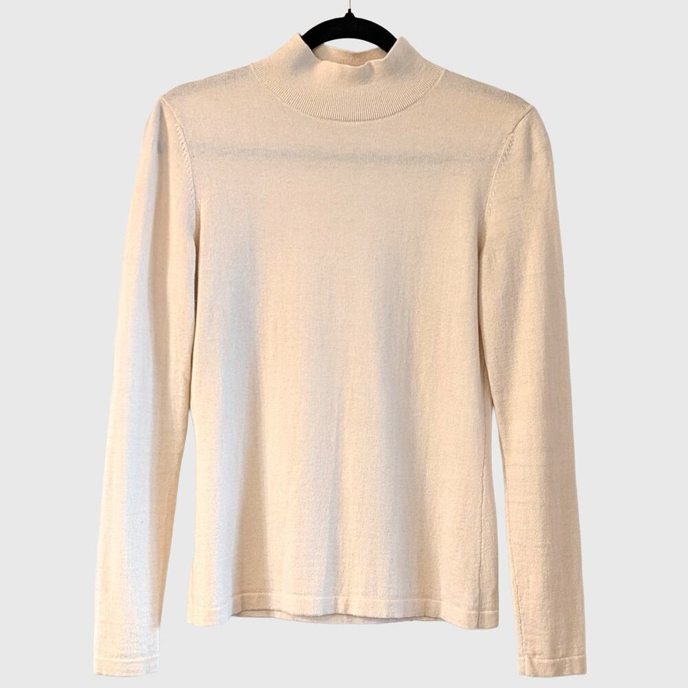 Kit and Ace Mock Neck Sweater M Cream Fine Knit Minimalist Soft